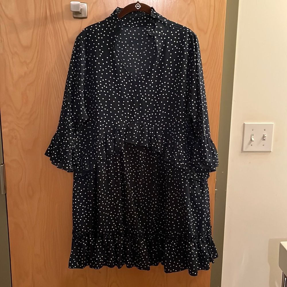 Forest Green Polka Dot Mini Swing Shift Dress - Size XXL